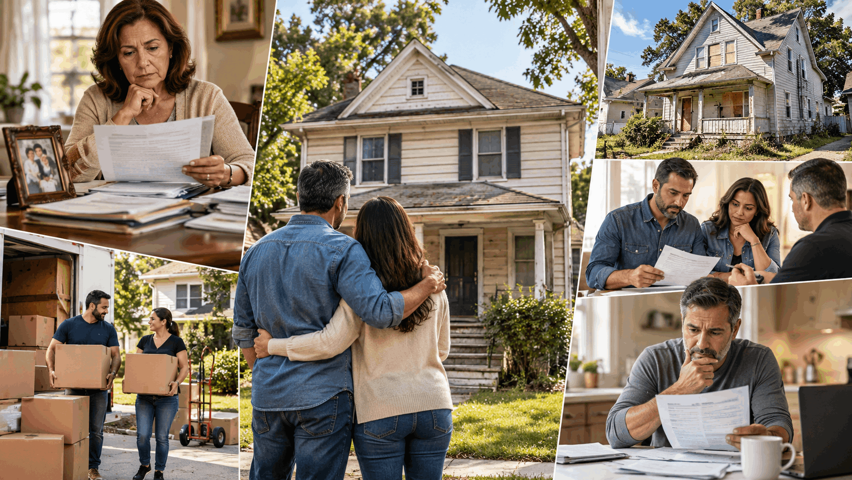 New Jersey homeowners facing inherited property, repairs, tenant issues, relocation, and mortgage concerns while considering home-selling options.