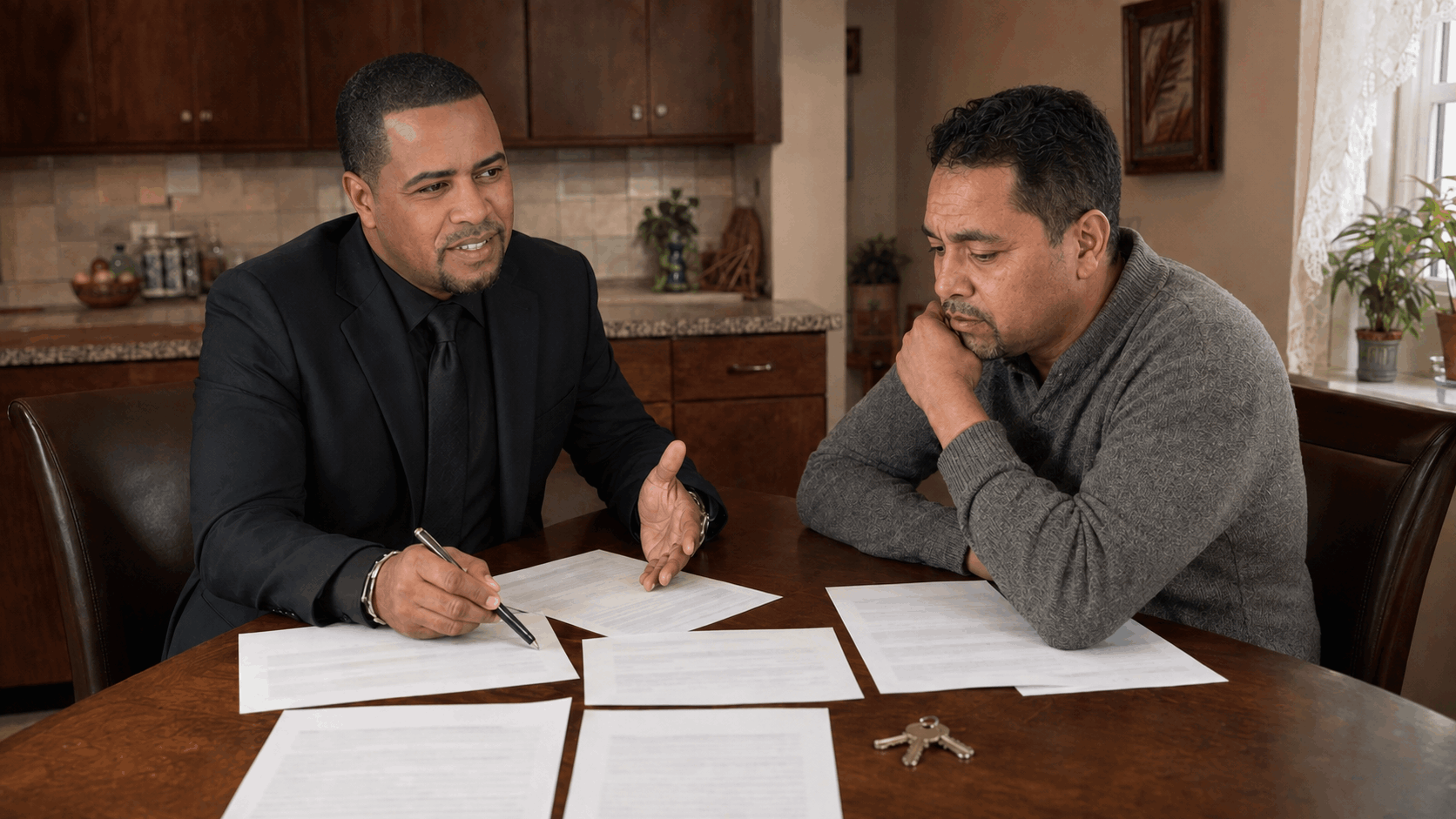 Johnny Rodriguez reviewing mortgage hardship, short sale options, property value, and estimated closing costs with a North Jersey homeowner.