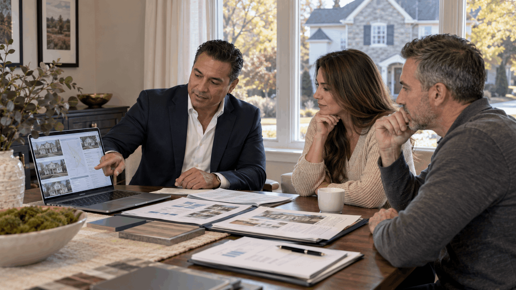Johnny Rodriguez reviewing comparable sales, home value, repair estimates, and preparation costs with North Jersey homeowners during a pre-listing consultation.