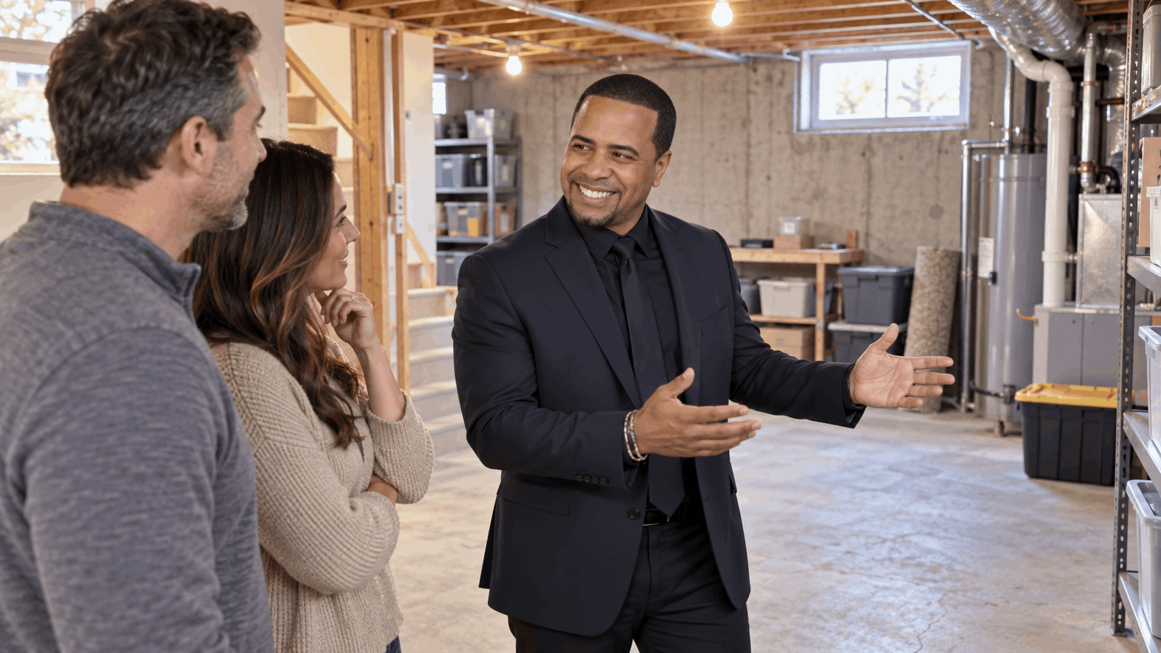 Johnny Rodriguez advising North Jersey homeowners on preparing a clean unfinished basement for sale with decluttering, improved lighting, and simple presentation updates instead of a costly full renovation.