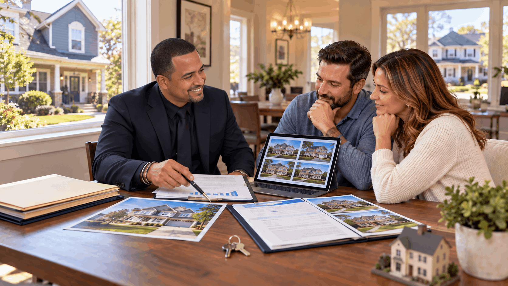 Johnny Rodriguez meeting with North Jersey move-up homeowners to review home equity, mortgage payoff, selling their current home, and buying their next property.