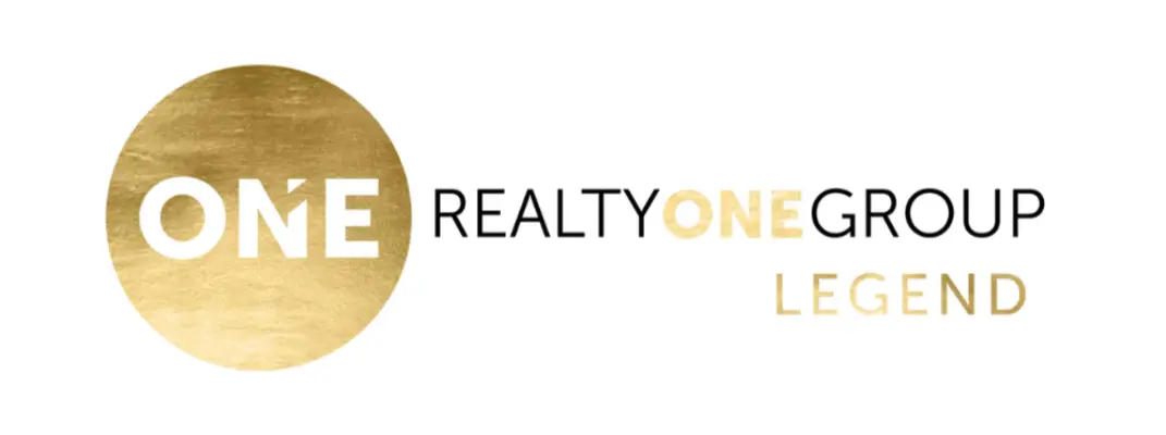 Realty ONE Group Legend logo featuring a gold circle with the word "ONE" and modern black and gold typography on a white background