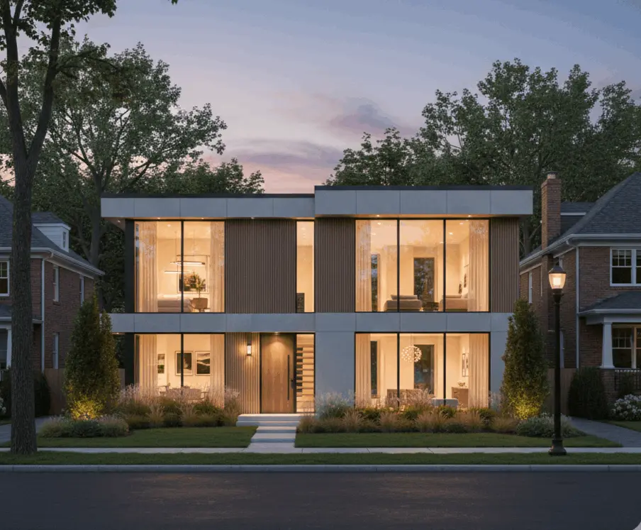 Modern two-story home in a Paterson New Jersey neighborhood showcasing contemporary design and residential appeal