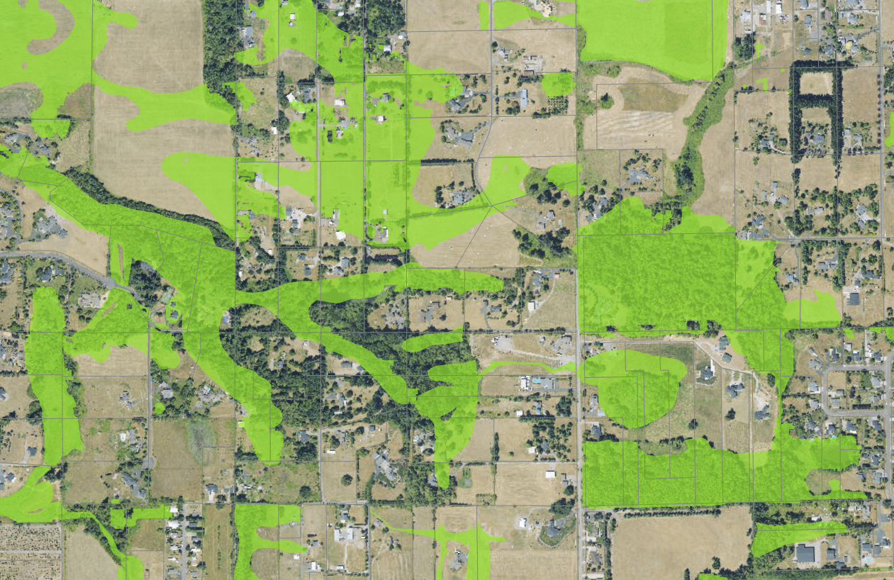 GIS map of wetlands in Battle Ground