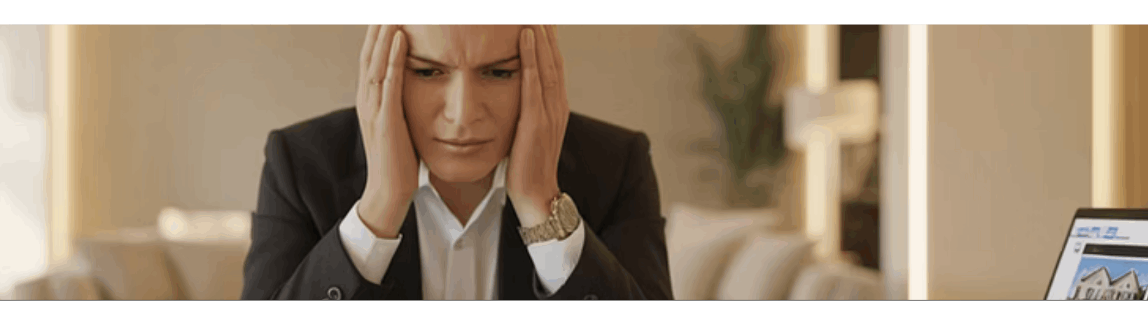 FSBO seller stress: Homeowner overwhelmed by paperwork and the challenges of selling their property.