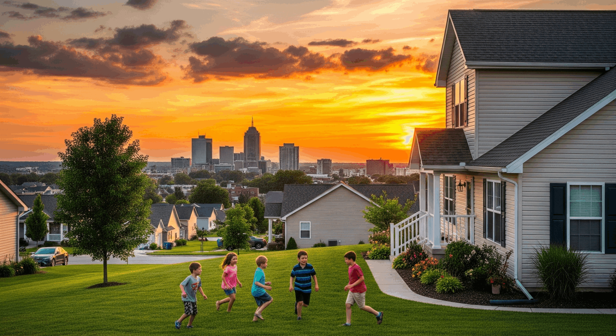 Kids playing in a Davenport neighborhood park