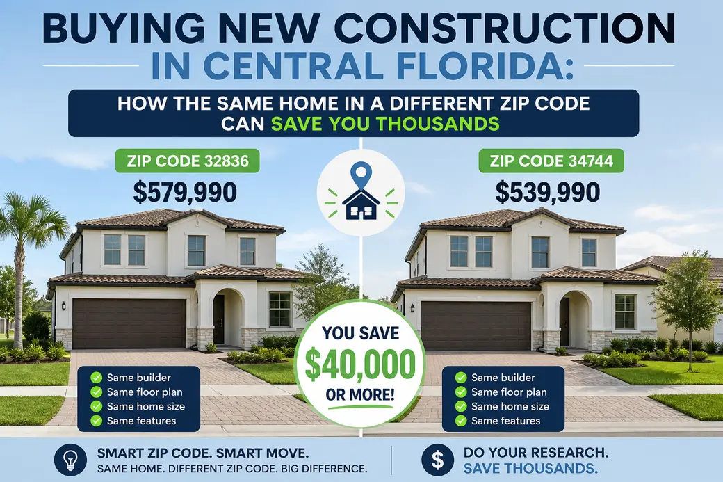 Buying New Construction in Central Florida: How the Same Home in a Different ZIP Code Can Save You Thousands