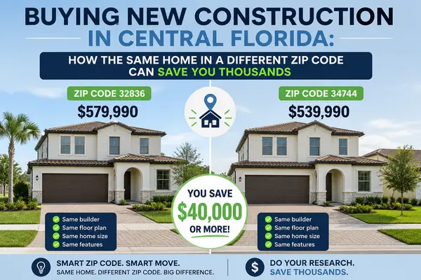 Buying New Construction in Central Florida: How the Same Home in a Different ZIP Code Can Save You Thousands