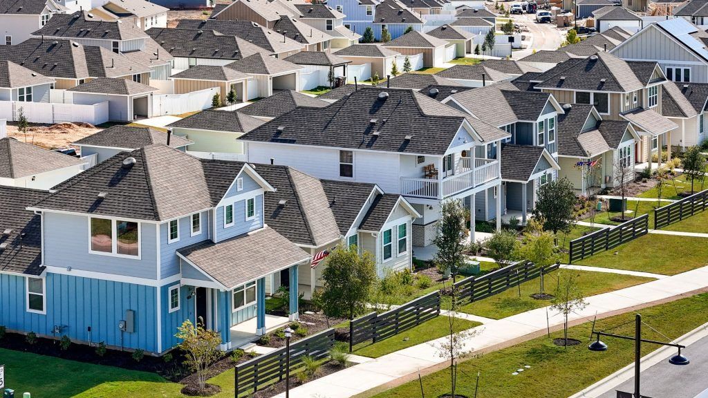 Scenic Texas Hill Country view with new residential development near Liberty Hill.