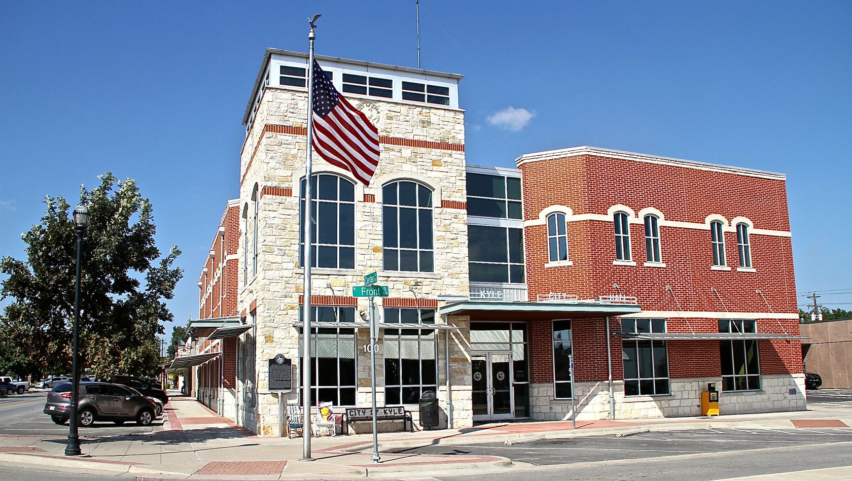 Refurbished historic facade in Downtown Kyle, TX.