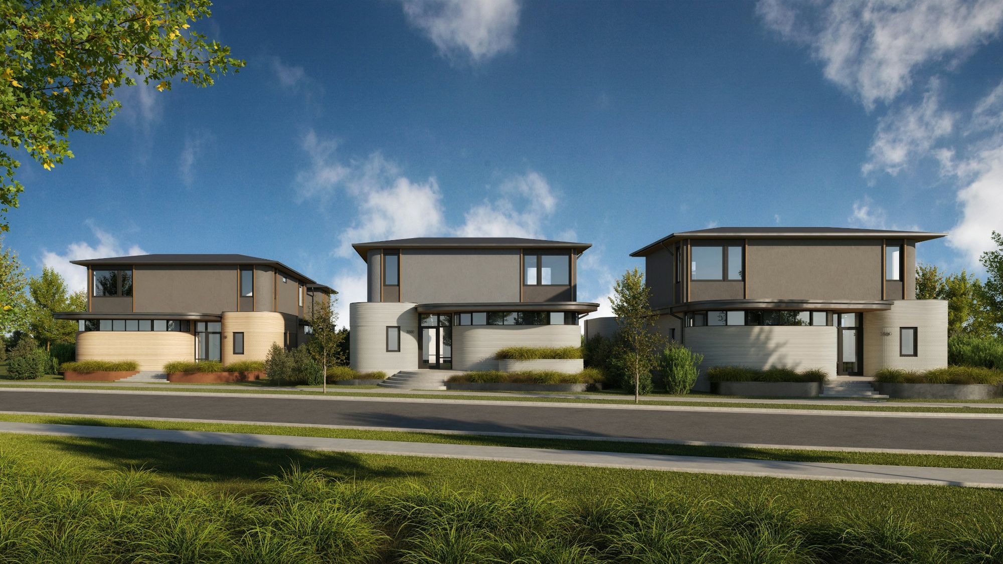 ICON 3D-printed home exterior in Mueller Austin