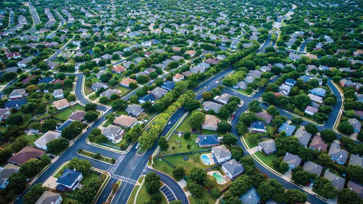 Aerial view of Round Rock and Leander neighborhoods used for comps