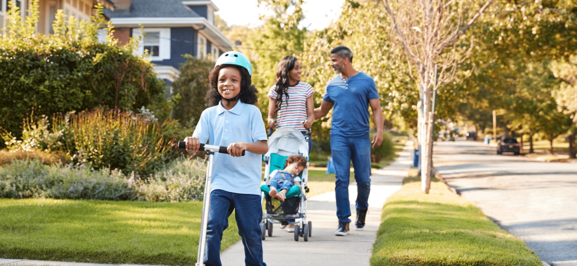 Suburban neighborhood street in the Austin metro area