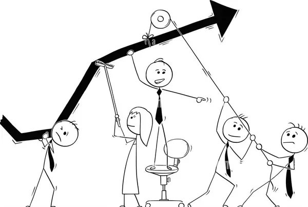 cartoon-stick-man-drawing-conceptual-illustration-of-group-of-business-KWCBDA