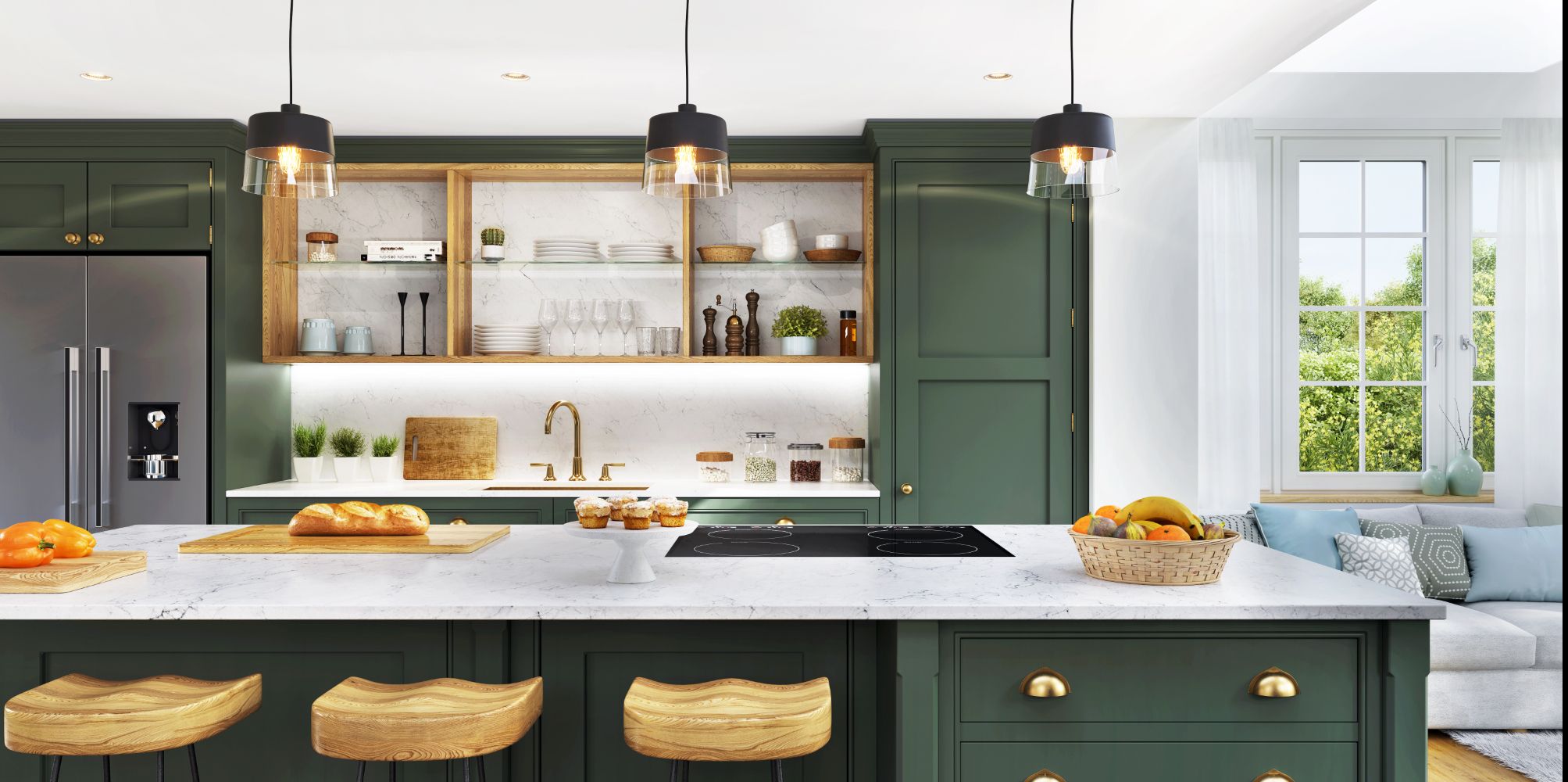 Kitchen with open shelving 