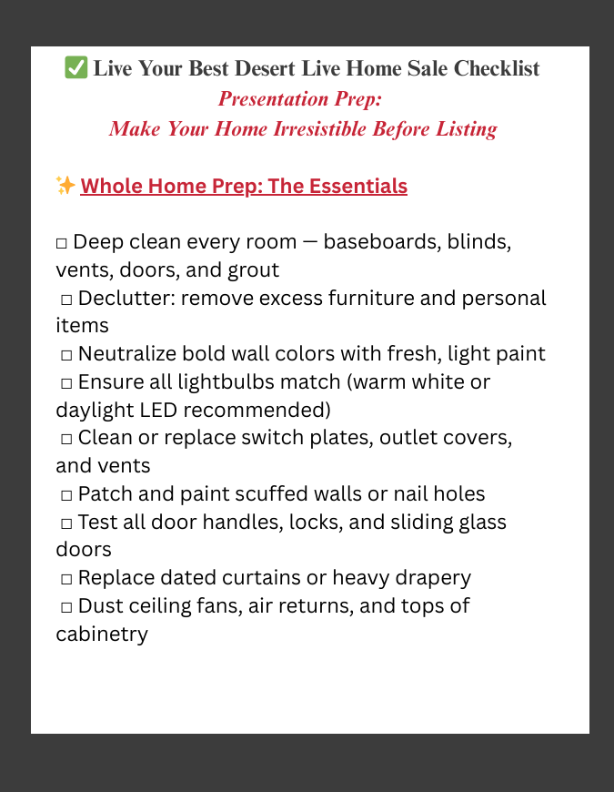 Live Your Best Desert Life Home Sale Checklist