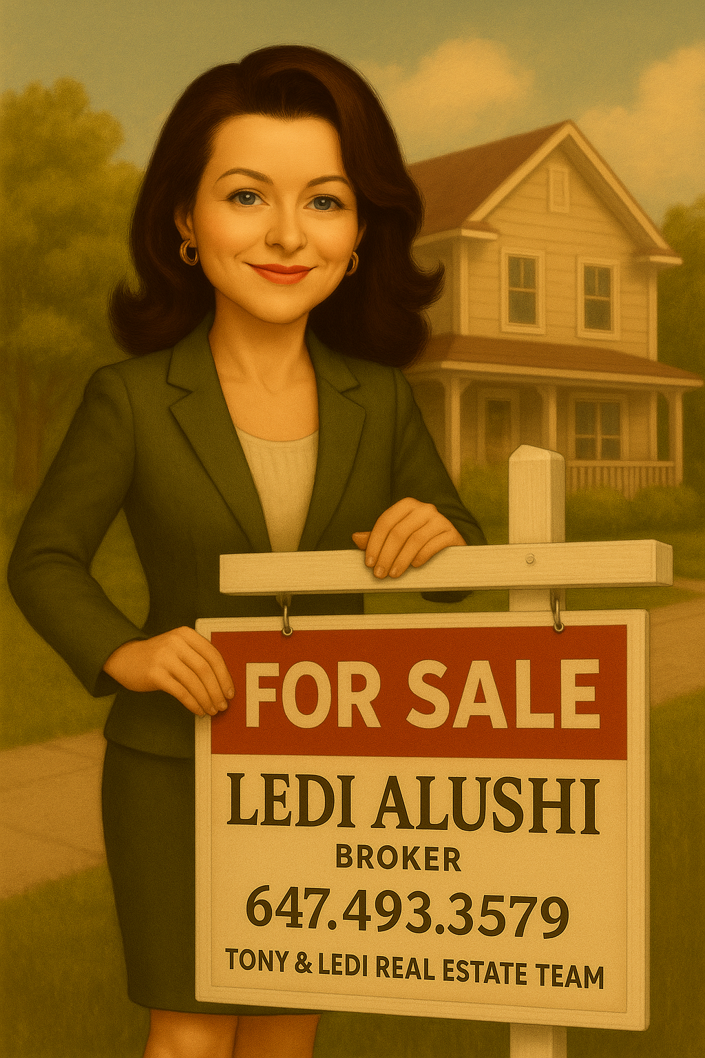 Tony and Ledi Real Estate Team standing in front of a beautiful modern home for sale sign with text overlay &lsquo;3 Crucial Things Every Seller Needs to Know About Home Pricing,&rsquo; showcasing professional real estate expertise in Guelph and the GTA.&rdquo;