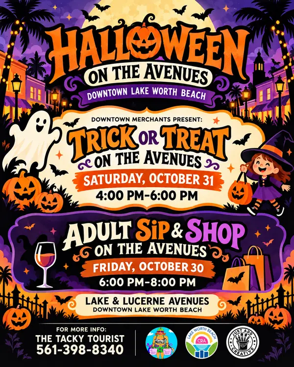 Halloween in Downtown Lake Worth Beach: Trick or Treat and Sip & Shop on the Avenues