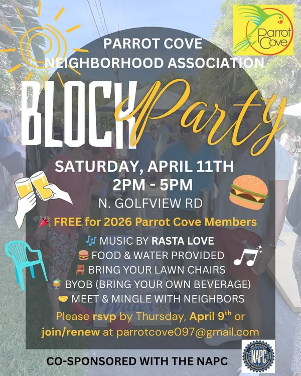 Parrot Cove Block Party – April 11th in Lake Worth Beach 