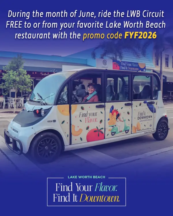 FREE Rides to Downtown Lake Worth Beach Restaurants This June