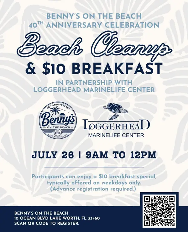 Benny’s on the Beach Celebrates 40 Years with a Beach Cleanup and $10 Breakfast