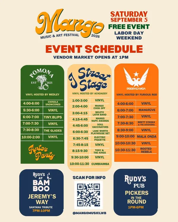 Mango Music & Art Festival 2026: Free Labor Day Weekend Fun in Lake Worth Beach