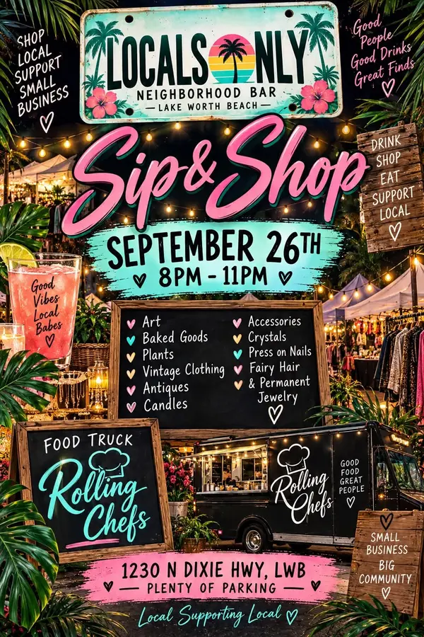 Sip & Shop at Locals Only in Lake Worth Beach on September 26