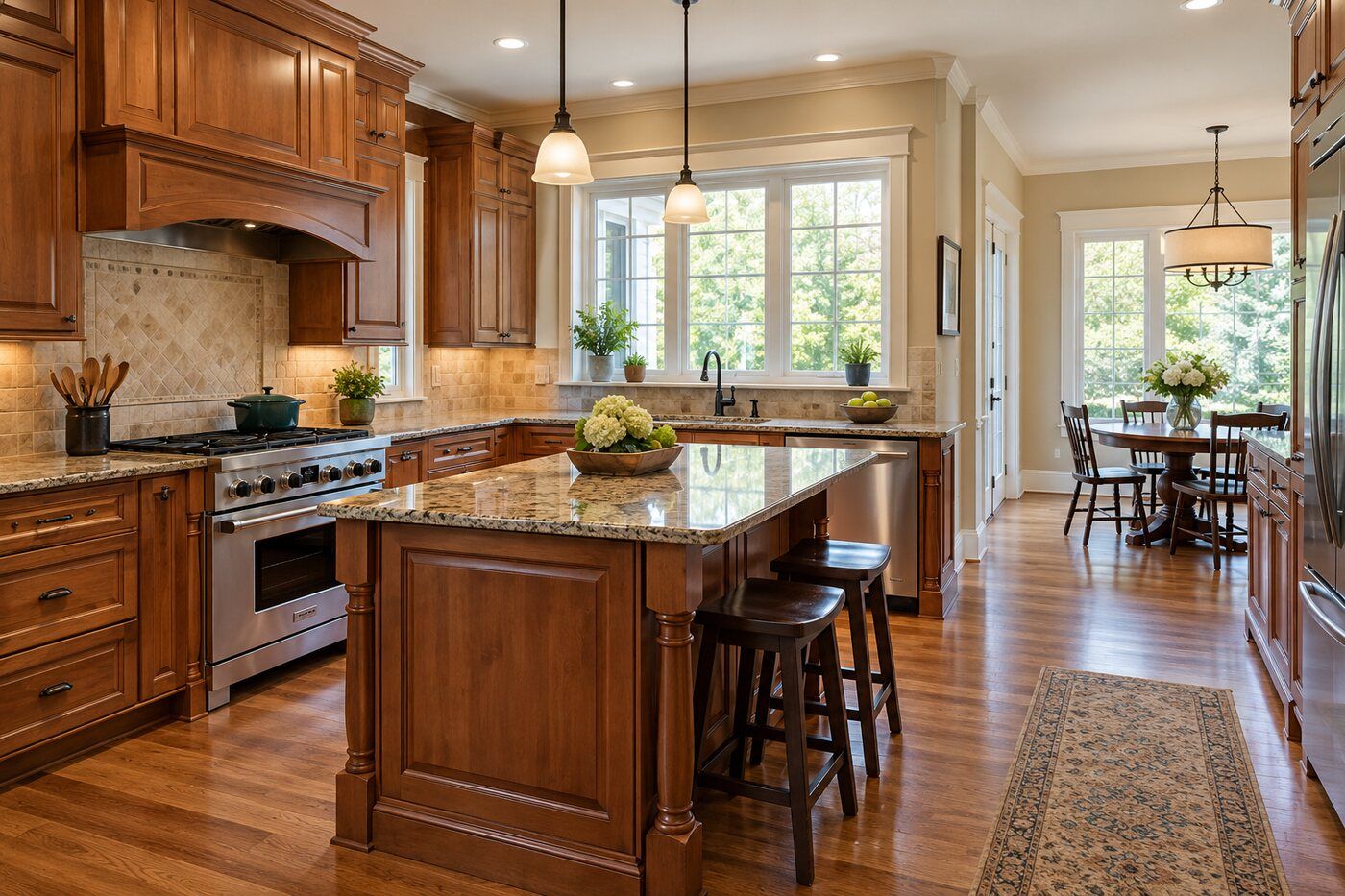 Classic kitchen with warm cabinetry