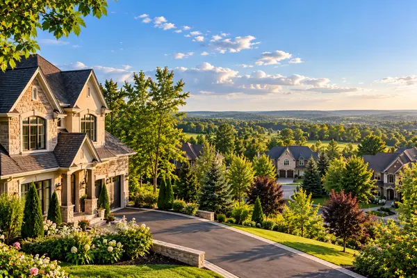 Golden-Hour Luxury Neighborhood Vista