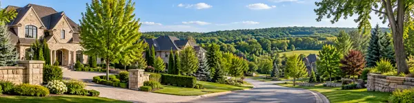 Sunlit Luxury Estate Neighborhood