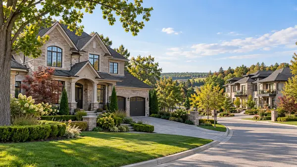 Upscale Suburban Neighborhood in Warm Daylight