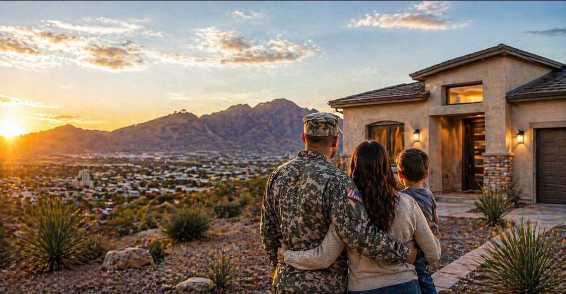 Military couple holding keys after buying a home in El Paso Texas using VA loan benefits near Fort Bliss