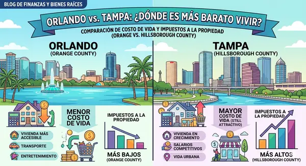 feature image of Orlando vs Tampa: costo de vida, property taxes y homestead exemption en Florida.