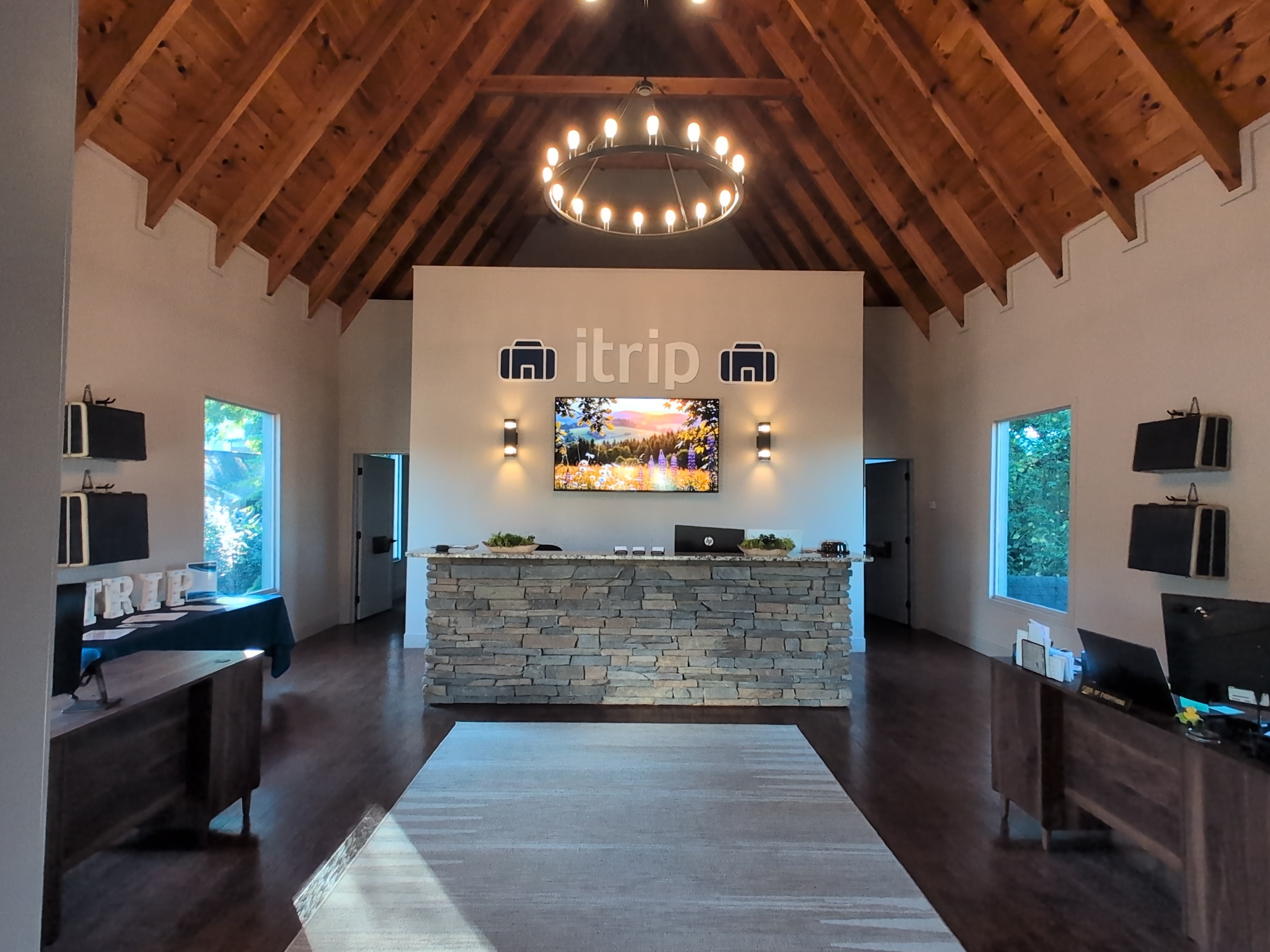 Vaulted reception area inside 3404 Householder Street