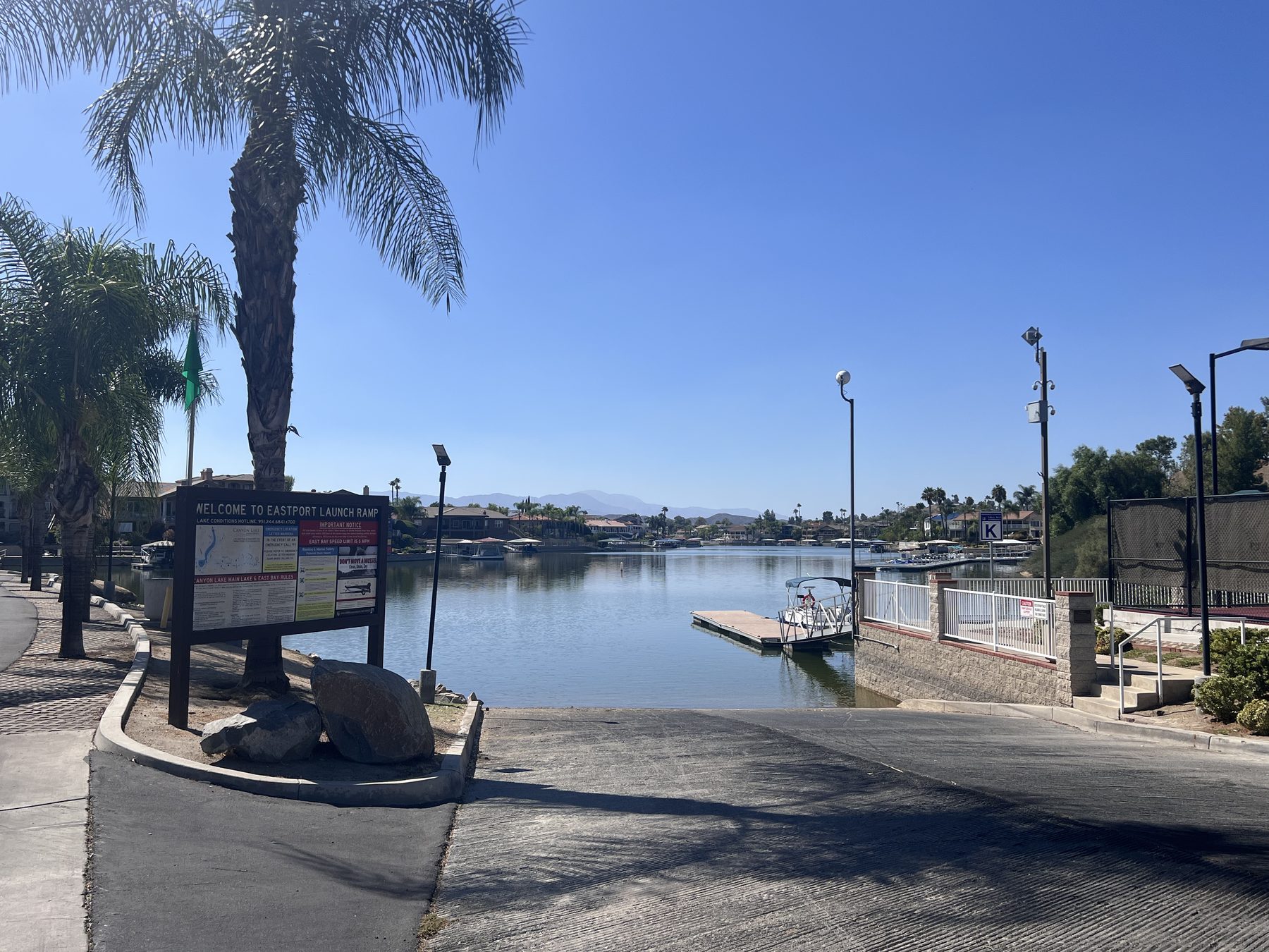 The boat launch ramp at East Port in Canyon Lake, California.