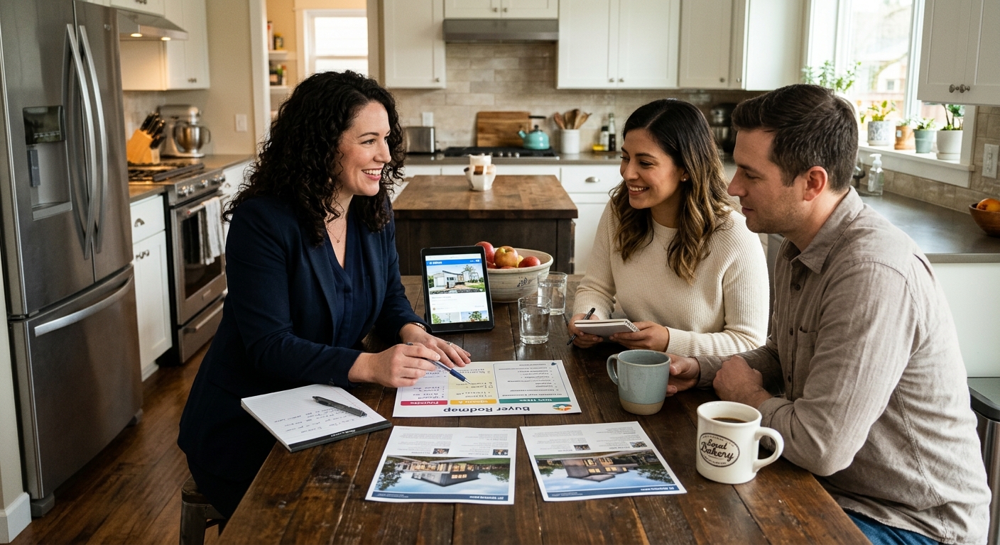 A Realtor® in discussion with clients