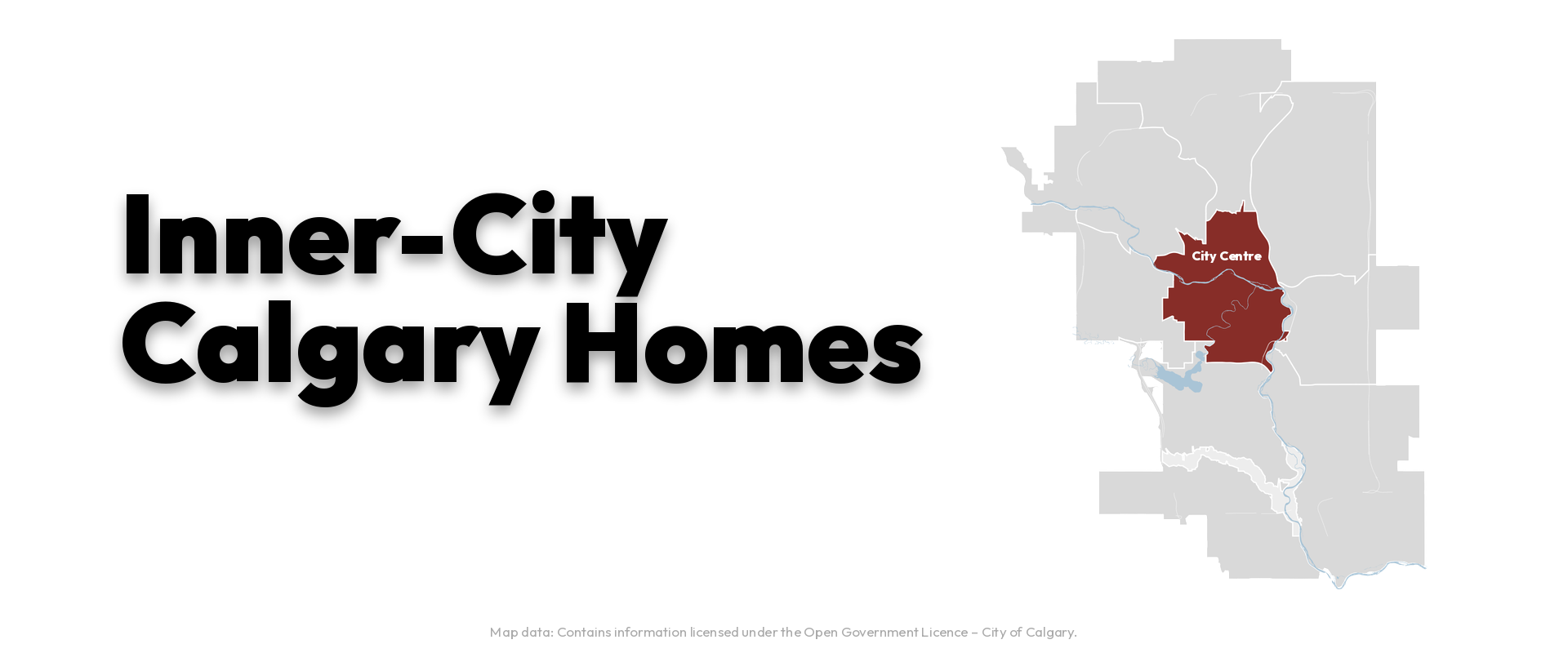 Inner-City Calgary Homes, map of Calgary with the City Centre zone highlighted