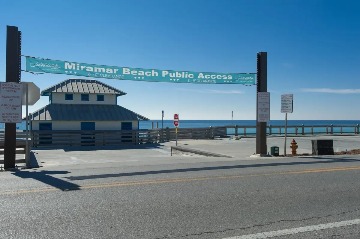 Miramar Beach public beach access overlooking the Gulf of Mexico in Miramar Beach, Florida.