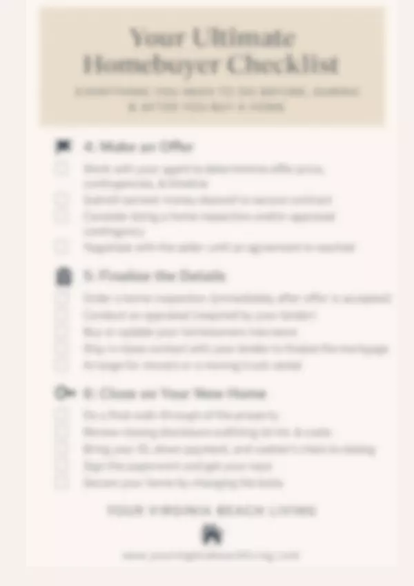 Your Ultimate Homebuyer Checklist- Part 2 Blurred