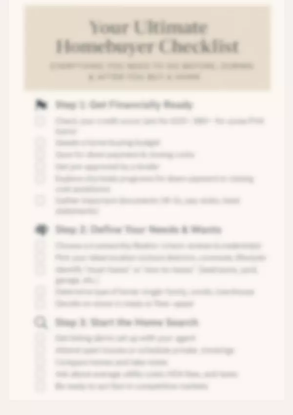 Your Ultimate Homebuyer Checklist- Part 1 Blurred