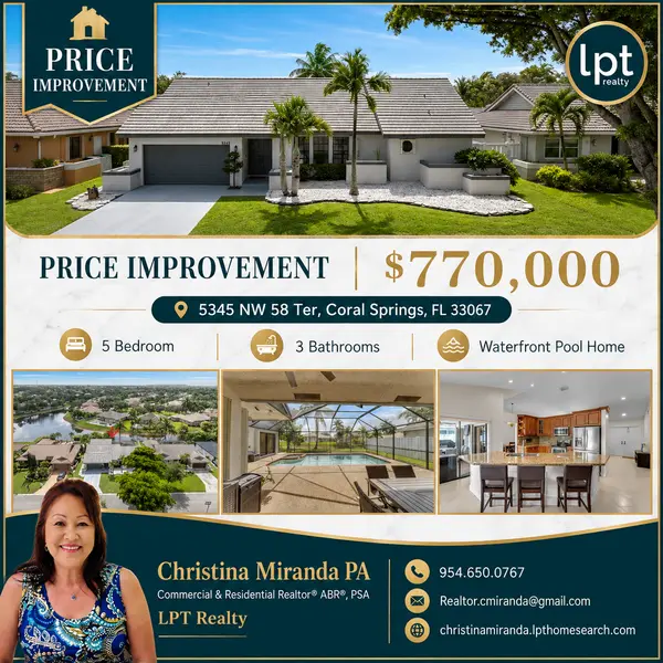 Rare 5 Bedroom, 3 Full Bath & Bonus Room - Coral Springs, Fl 33067