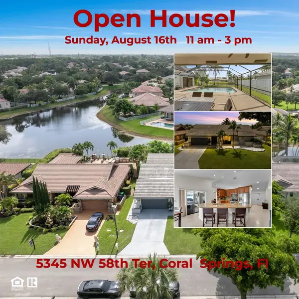 OPEN HOUSE - CORAL SPRINGS - 5 Bedroom, 3 Bath Waterfront Pool Home