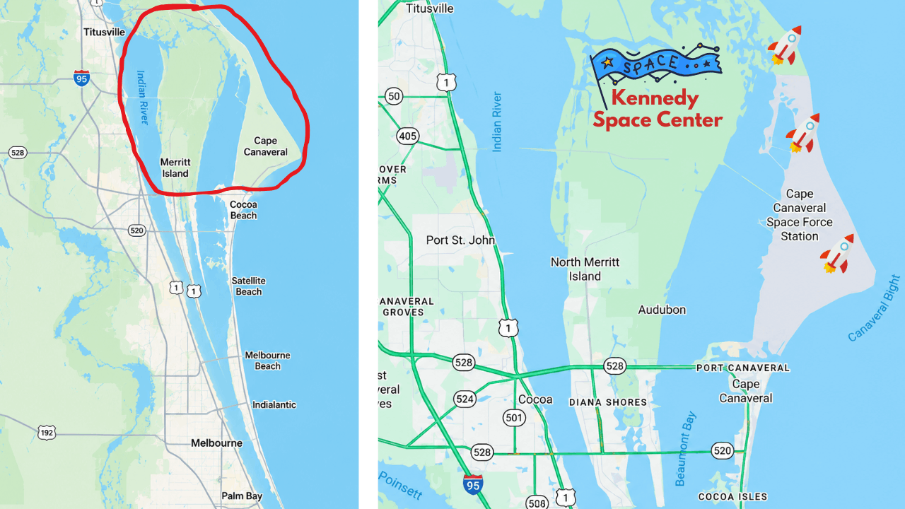 Brevard County map highlighting where the rockets launch