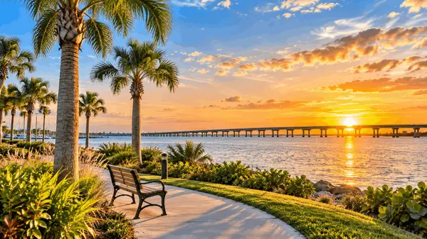 Park overlooking Indian River and Melbourne Causeway