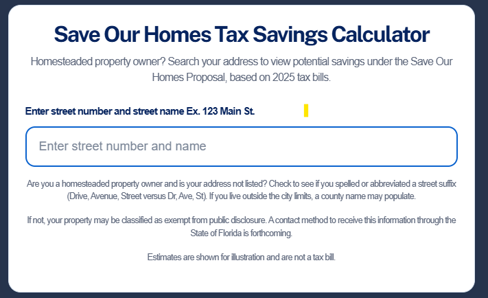 Florida Homestead Tax Savings Calculator