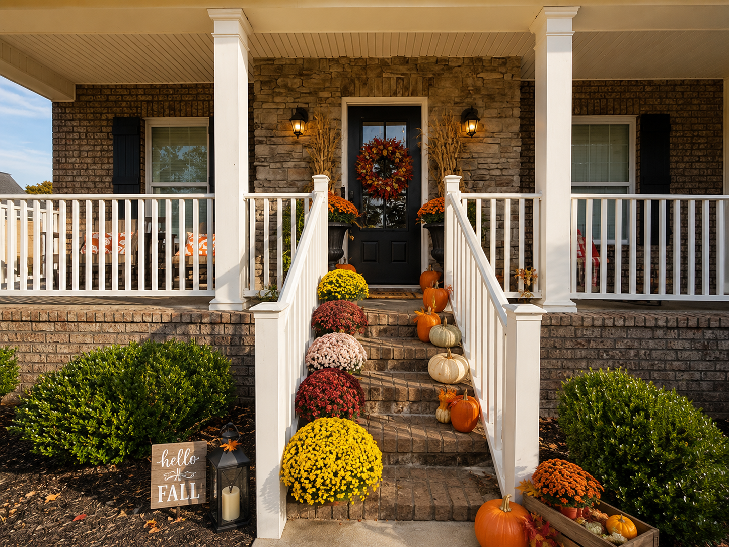 Farragut front porch decorated for fall