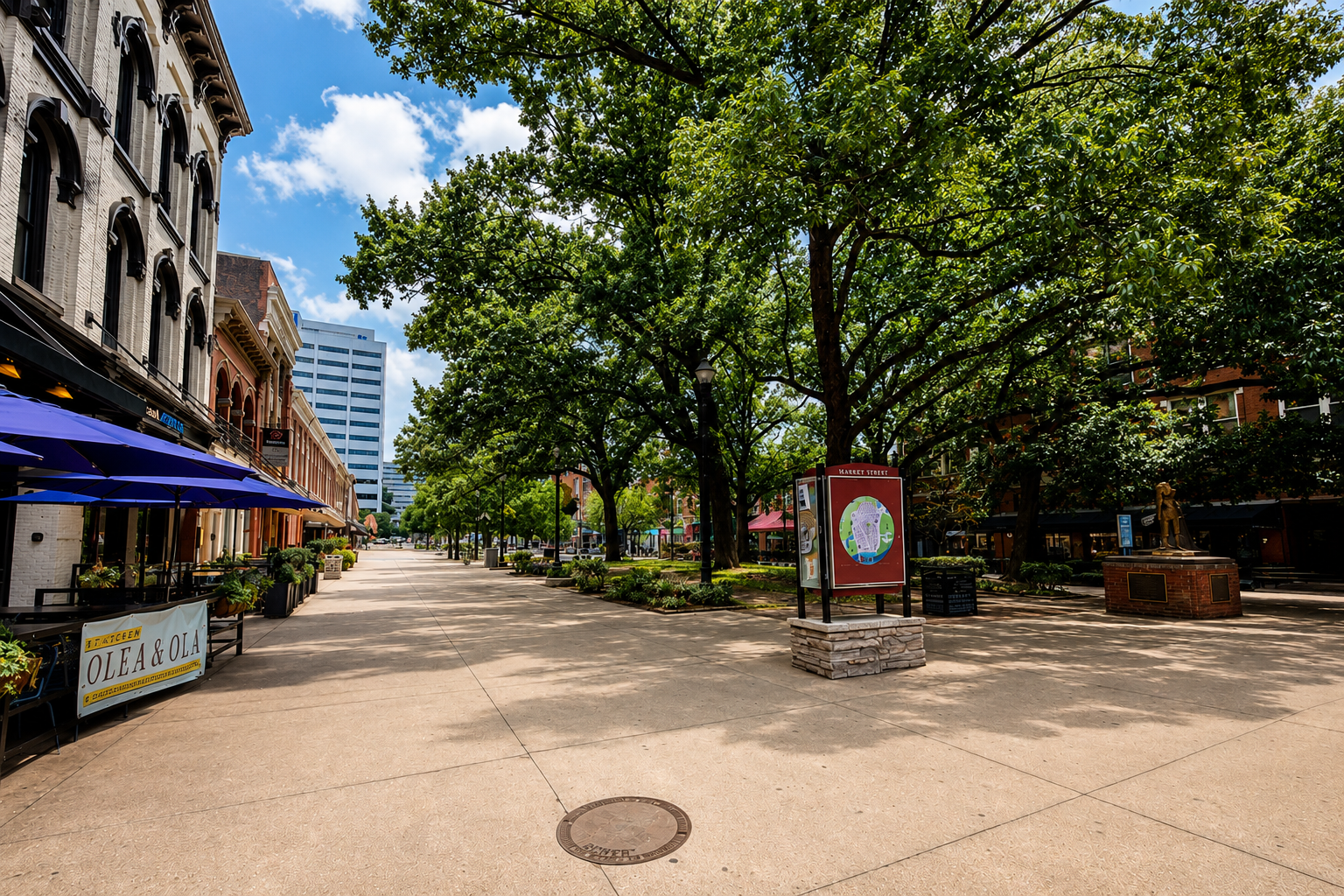 Market Square in downtown Knoxville with restaurants and local shops