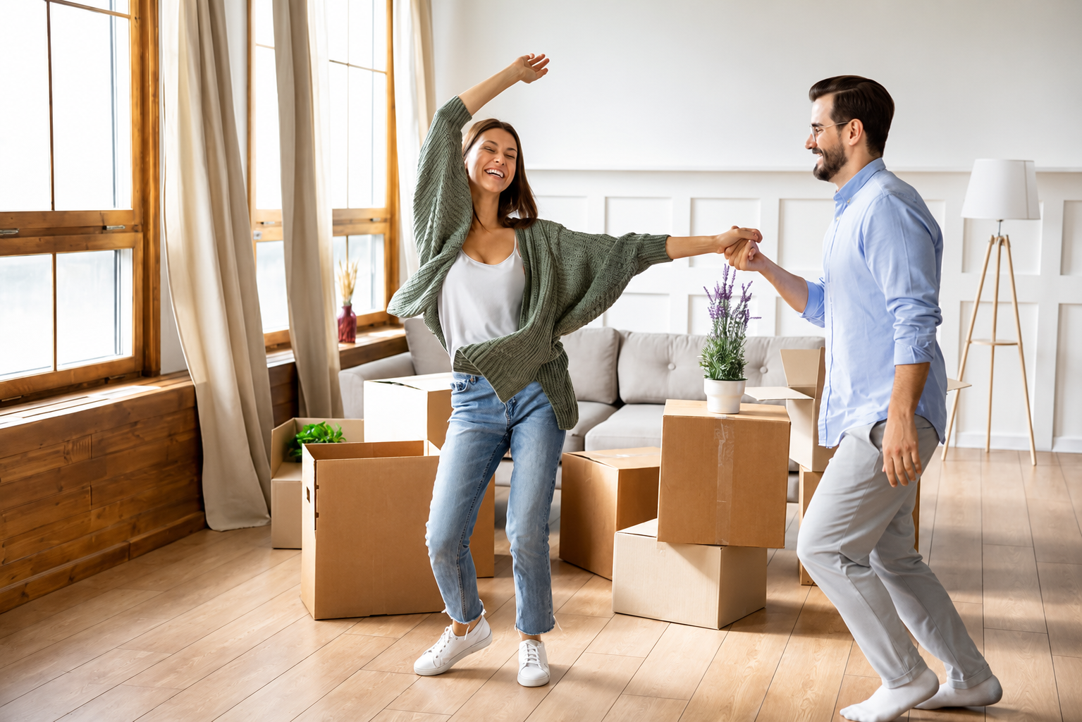 Couple excited about moving day