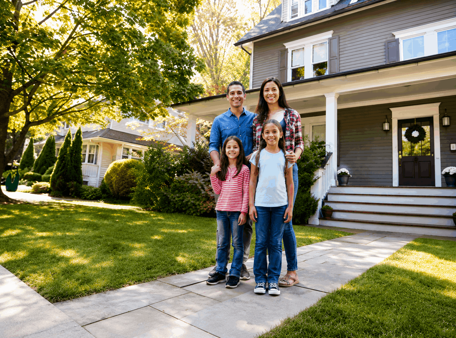 Family in front of East Tennessee home 