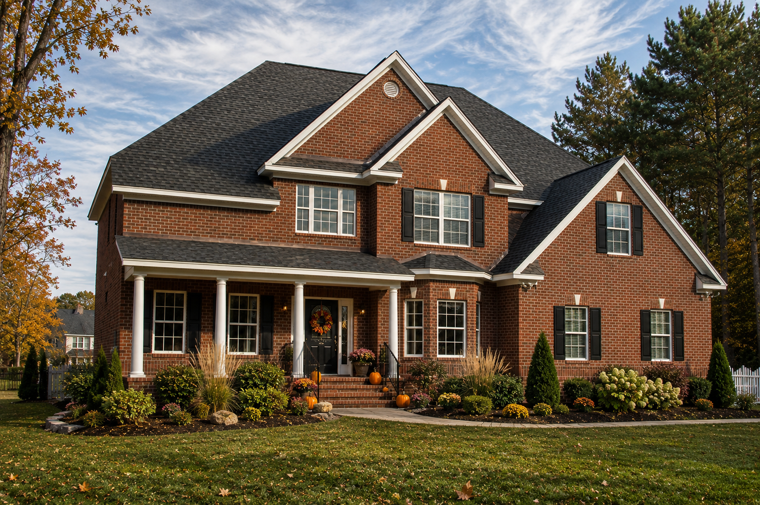 Brick home with fall decor Maryville TN